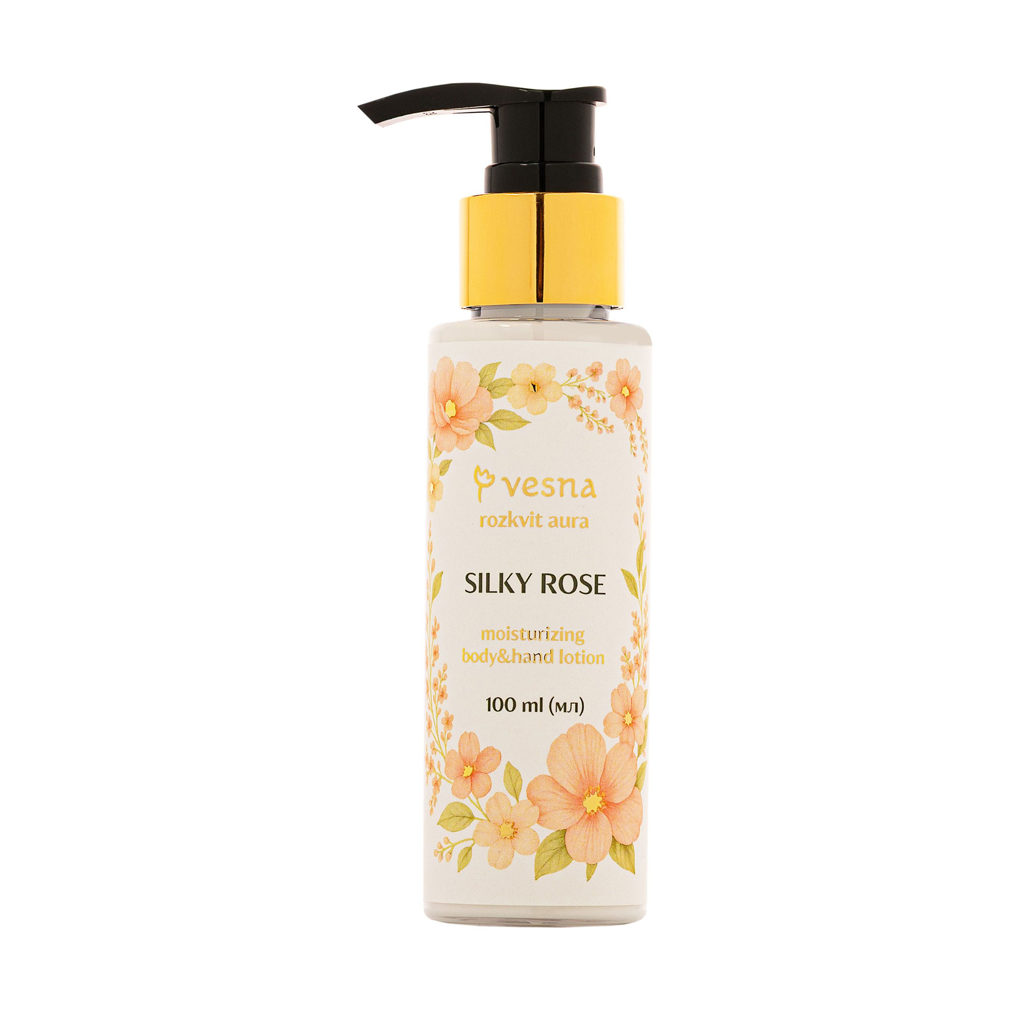 Зволожувальний лосьйон для тіла та рук Vesna Rozkvit Aura Silky Rose Moisturizing Body &amp; Hand Lotion, 100 мл